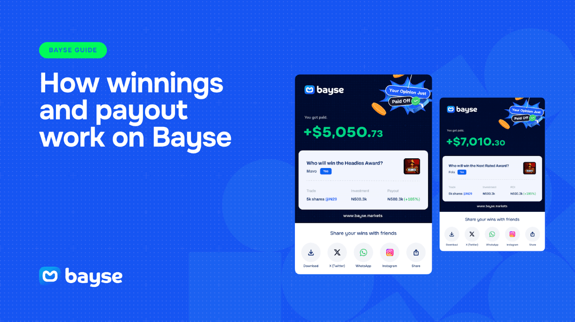 how winnings, market settlements and payouts work on Bayse